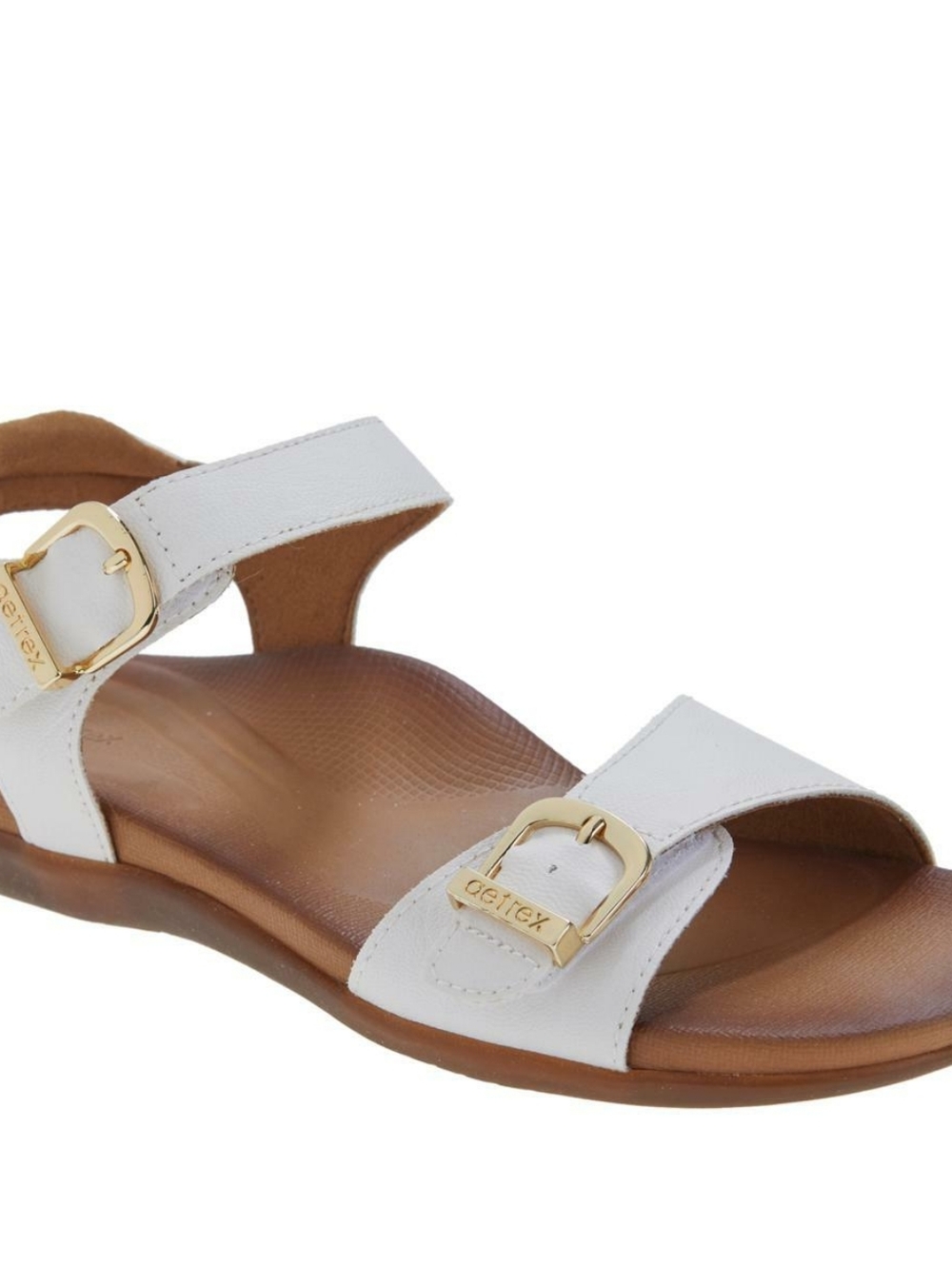 Aetrex Women’s White Double-Strap Sandal Carrie